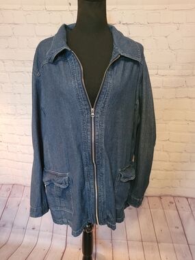Main Street Blues Size 28W Zipper Denim Lightweight Jacket Pockets